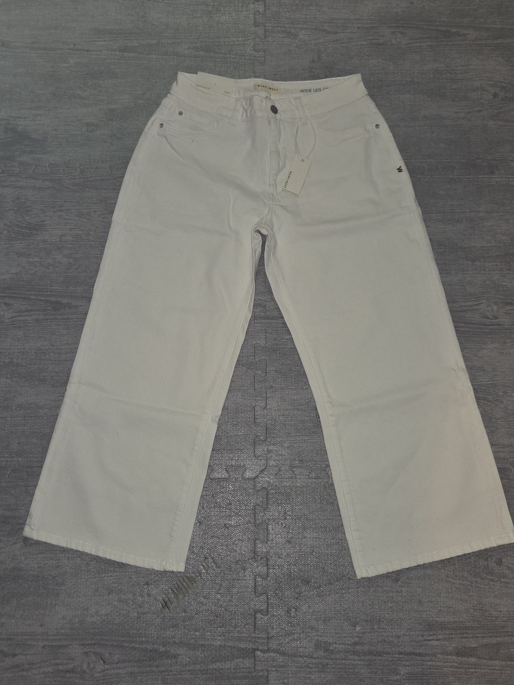 NWT Warp + Weft Wide Leg Ankle Crop Jeans in White Size 12 / 31 - Picture 2 of 12